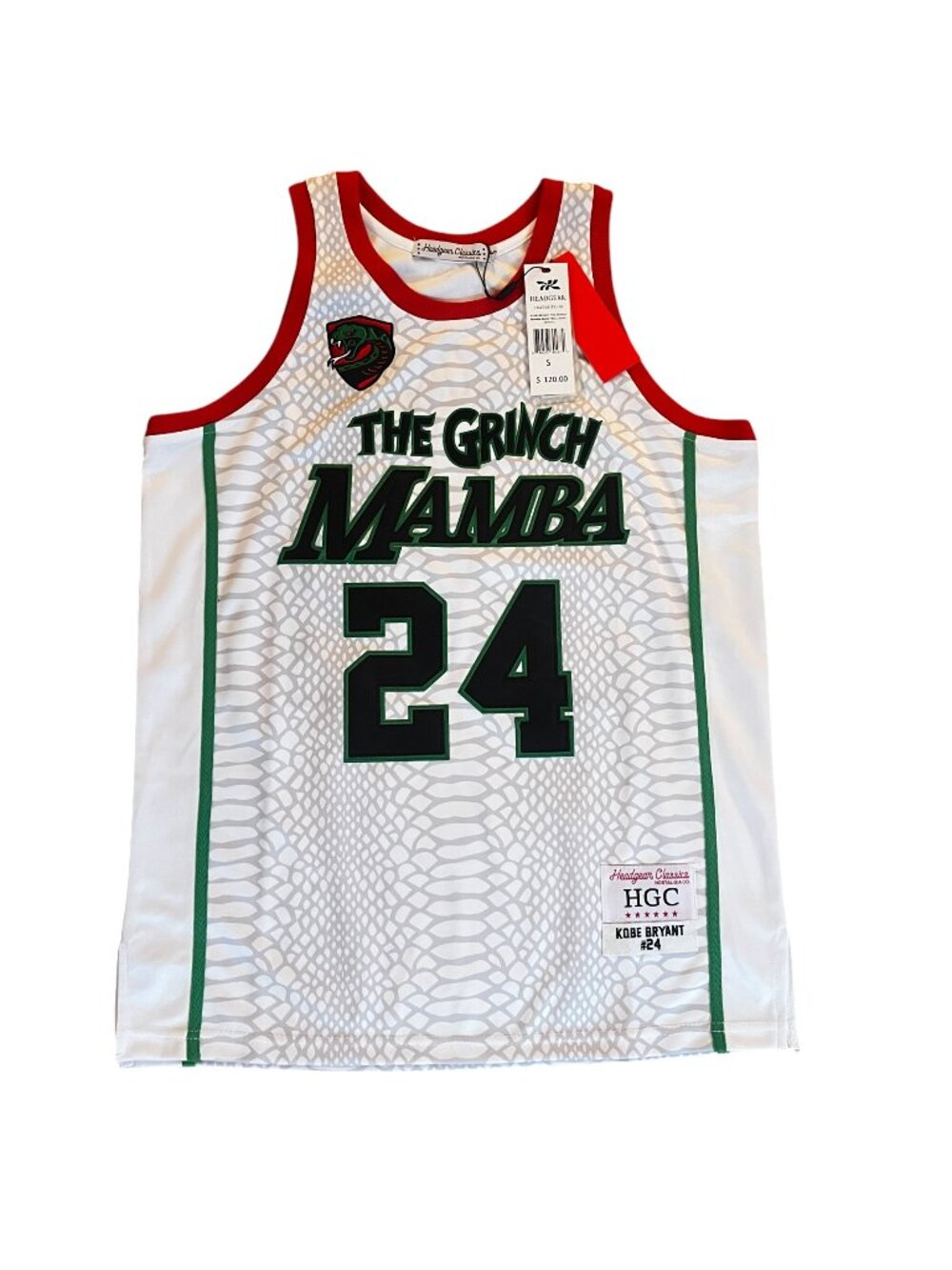 🐍 Headgear Classics Kobe Bryant "Grinch Mamba" #24 Jersey NWT Size S
